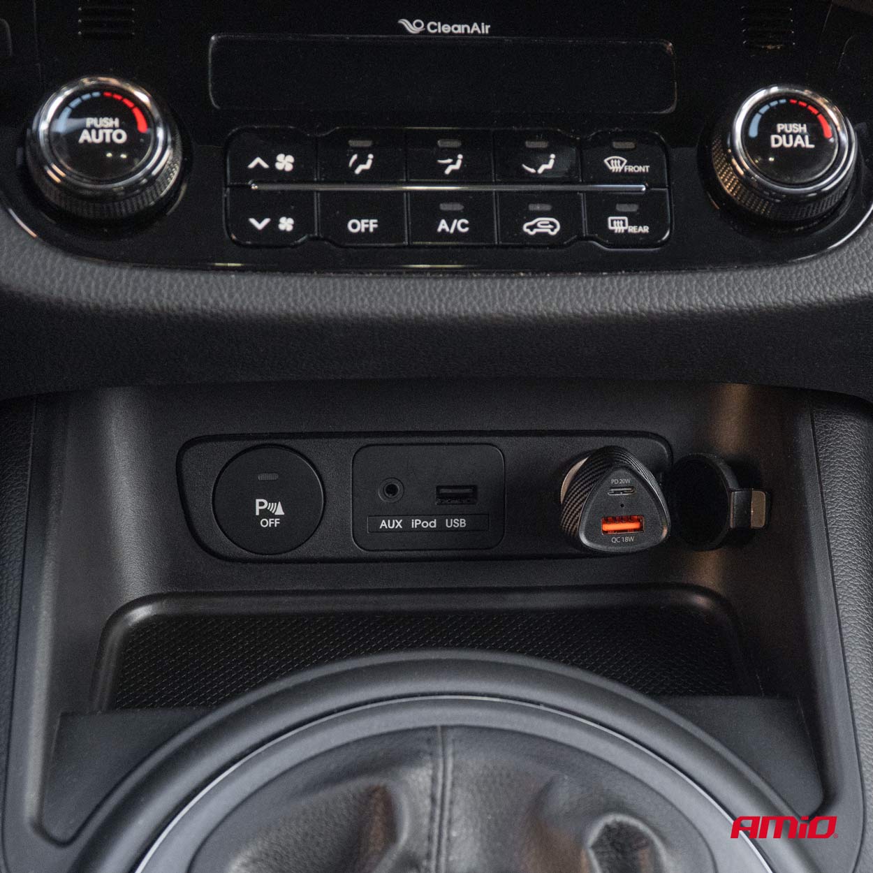 Nabíjačka do auta QC+PD 38W USB-A + USB-C AMiO-04283