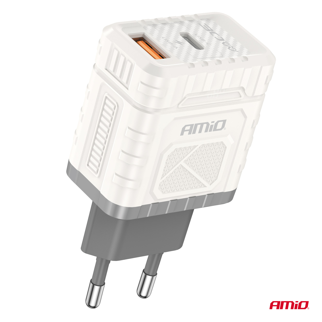 Sieťová nabíjačka Quick Charge GaN 30W USB-A + USB-C AMiO-04286