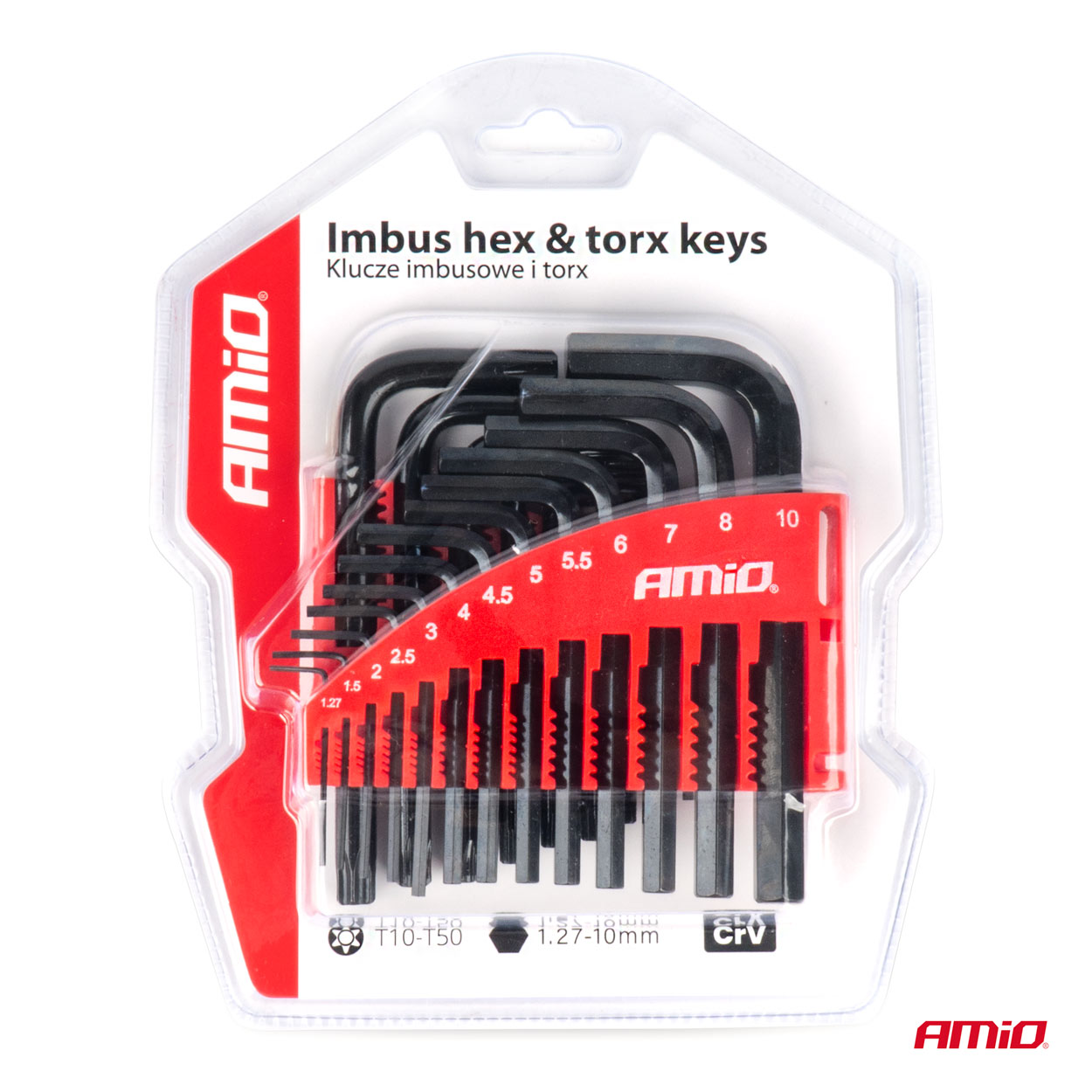 Imbusové kľúče hex a torx z CRV ocele, čierna 22ks