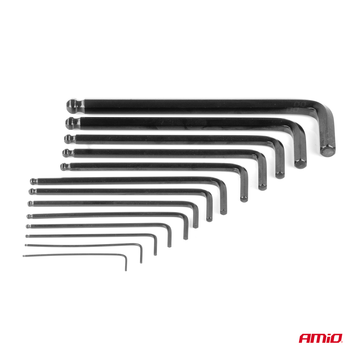 Imbusové HEX kľúče s guľôčkou z CRV ocele, čierne 13ks