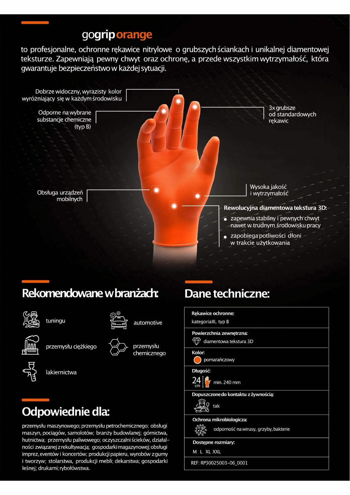 Nitrilové rukavice GoGrip oranžové veľkosti M, 50 ks