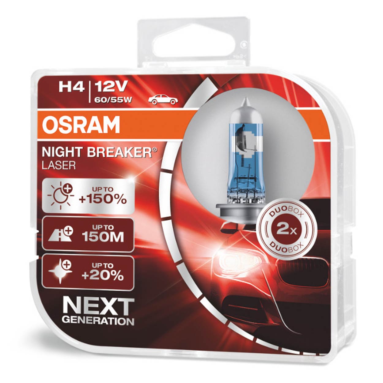 Halogénové žiarovky Osram H4 12V 60/55W P43t NIGHT BREAKER LASER +150% 2 ks