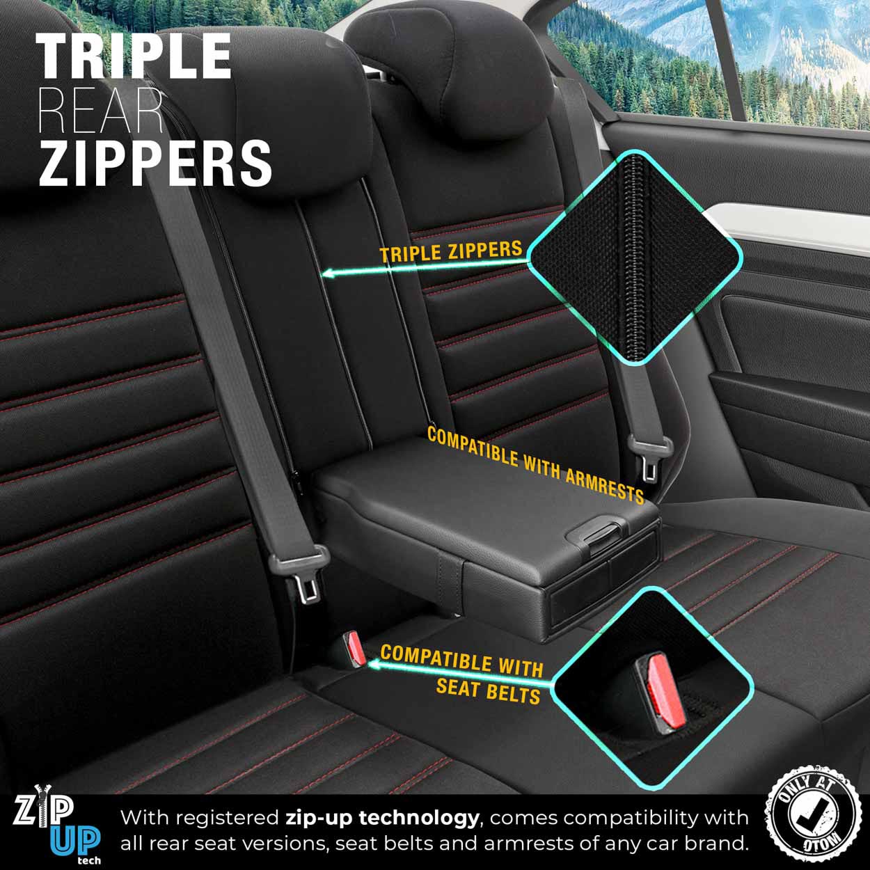 Autopoťahy OTOM LIMITED 101 BLACK/RED 3-ZIP