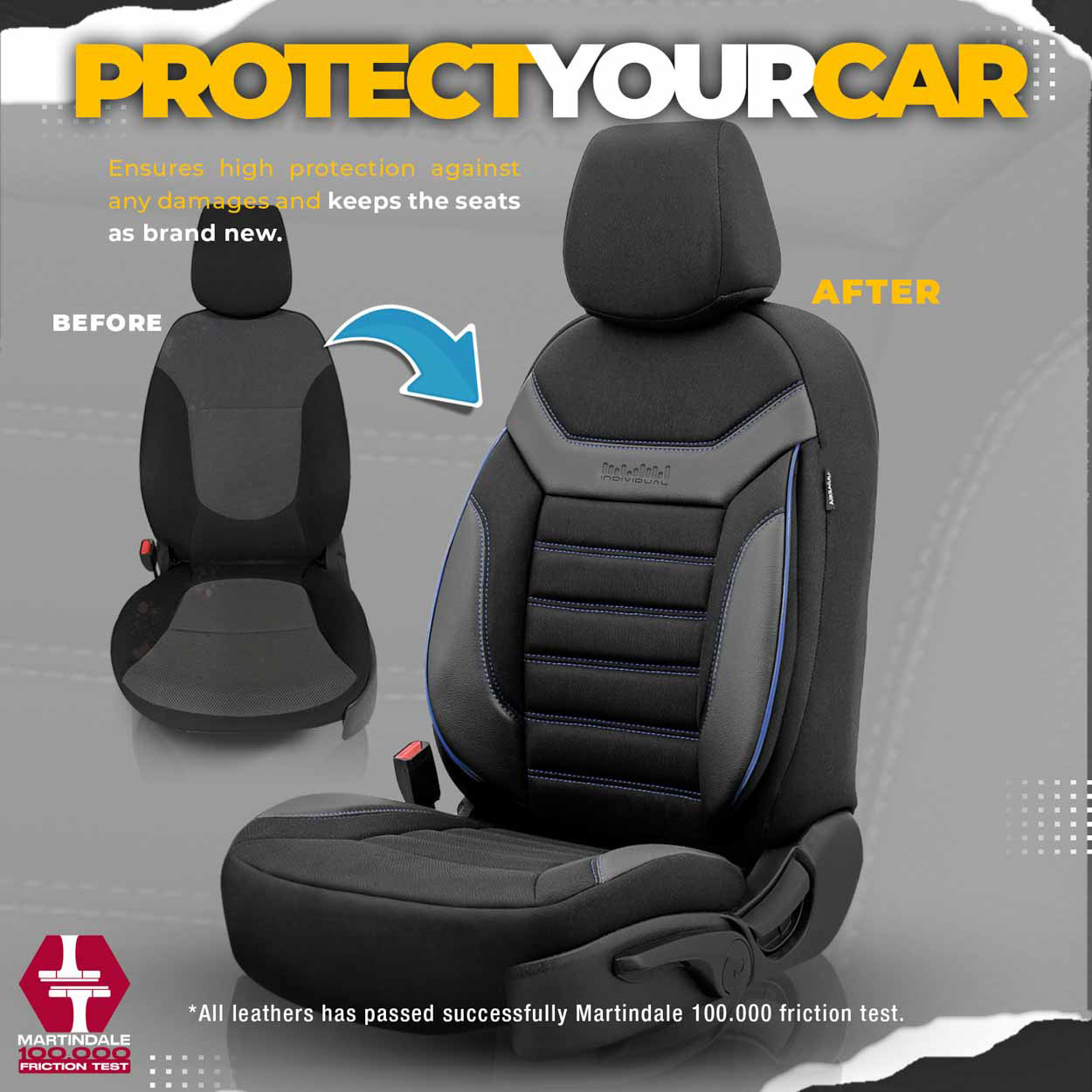 Autopoťahy OTOM INDIVIDUAL 203 BLACK/BLUE 3-ZIP