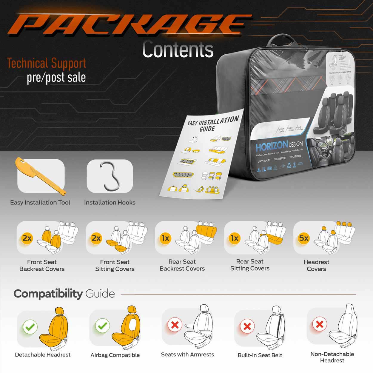 Autopoťahy OTOM HORIZON 1805 ORANGE 3-ZIP