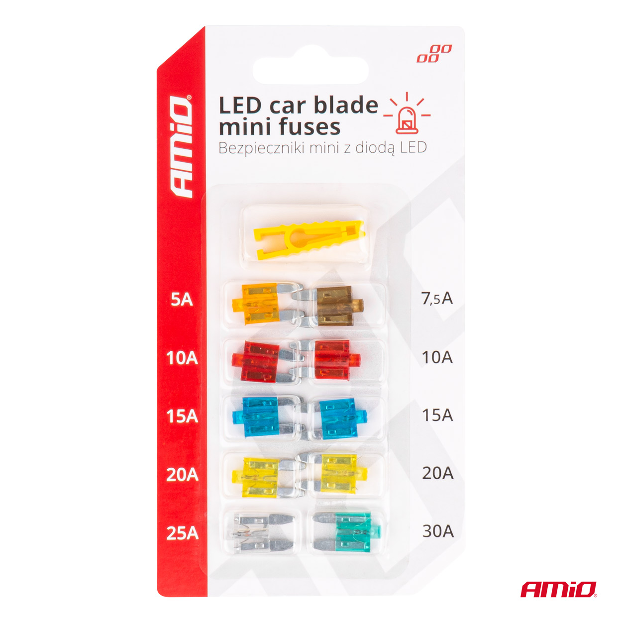 Autopoistky nožové mini s led diódou 10 ks AMiO-04340