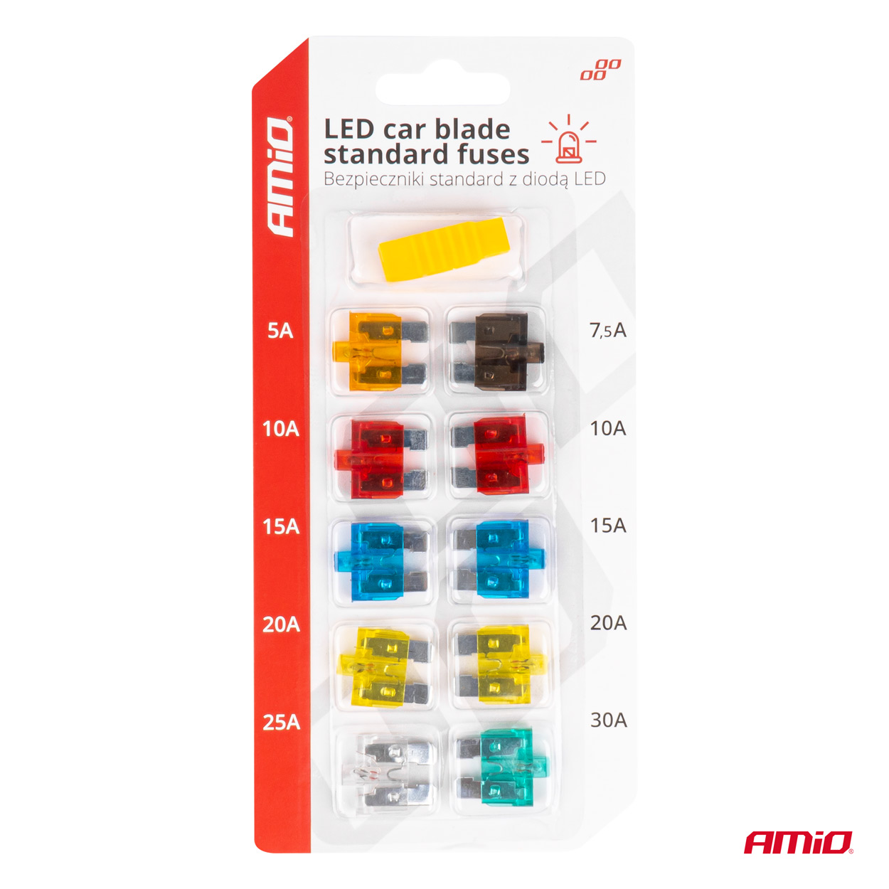 Autopoistky nožové štandard s led diódou 10 ks AMiO-04341