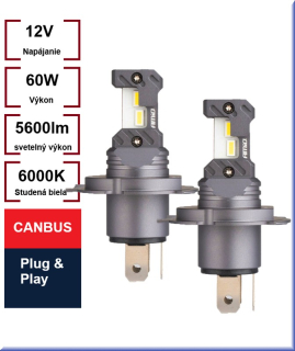 Led žiarovky séria H4, H19 Hybrid Canbus