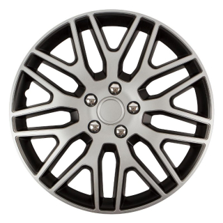 Puklica DAKAR NC 16" SILVER & BLACK (čierno- strieborná) s chrómovými skrutkami
