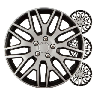 Puklice na kolesá 4ks sada Dakar čierna a strieborná 16" COLOR BOX