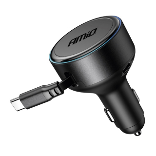 Výsuvná nabíjačka do auta C kábel + USB C port 12/24V 60W