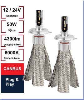LED žiarovky H4 / H19 série FLEX+ canbus 12V 24V