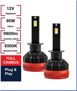 Led žiarovky H1 séria X3 Canbus 9900 lumen
