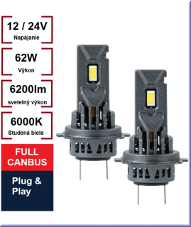 LED žiarovky H7/H18 Séria F25 Silver Full Canbus 12V 24V