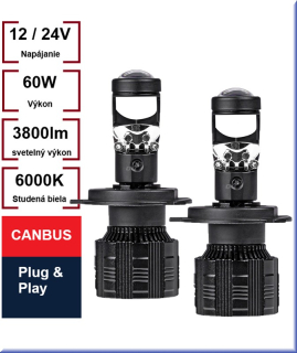 LED žiarovky H4/H19 šošovka series PL Lens