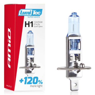 Halogénová žiarovka H1 12V 55W LumiTec SuperWhite +120%