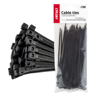 Sťahovacie pásky čierne 2,5x100mm - 100 ks